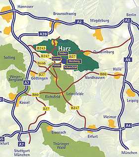 bersichtkarte zum Nationalpark Harz